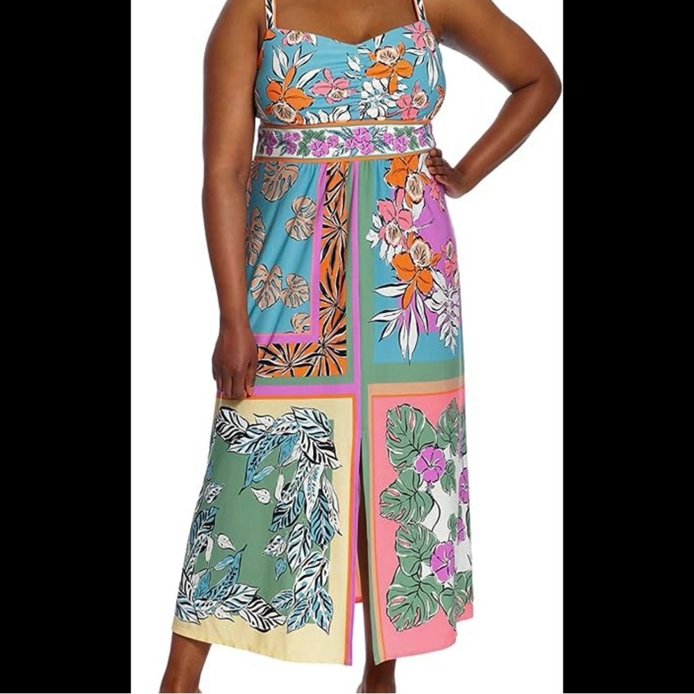 NEW London Times Colorful Floral Knit Maxi Dress Size 20W